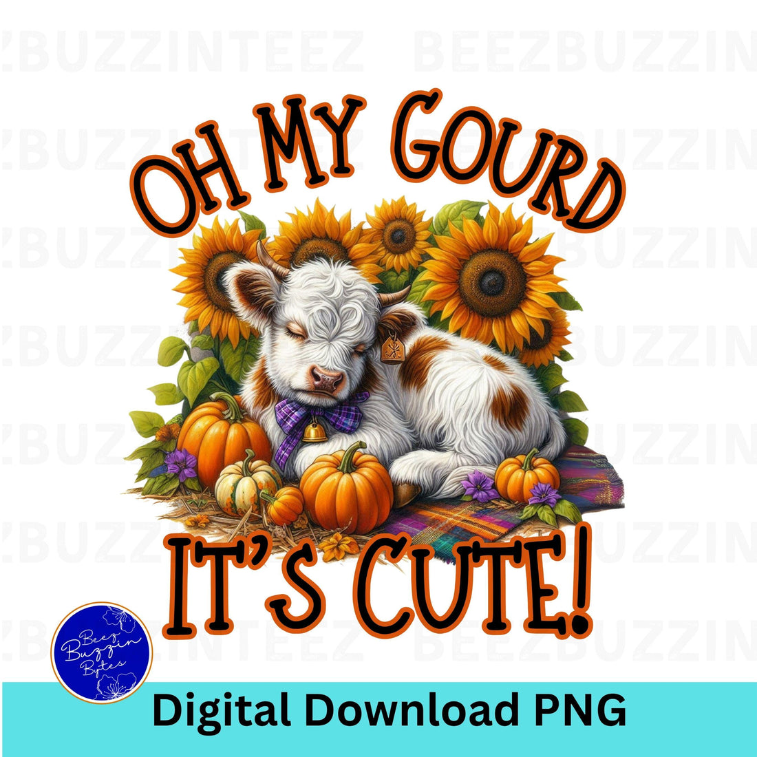 Oh My Gourd It’s Cute Highland Cow PNG