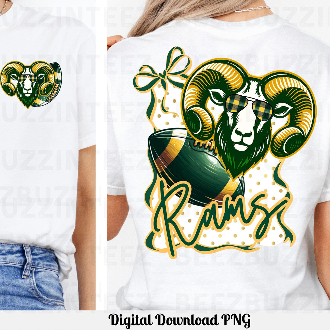 Rams Cool Coquette Bow Polka Dot  Design PNG