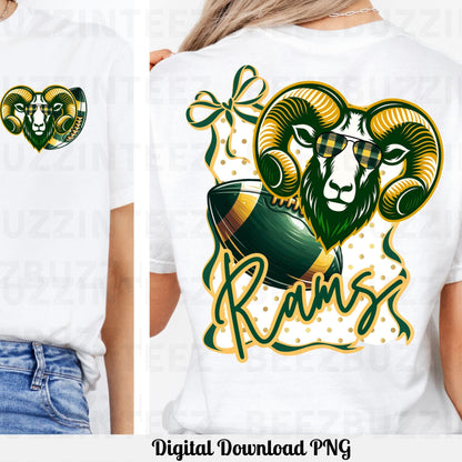 Rams Cool Coquette Bow Polka Dot  Design PNG