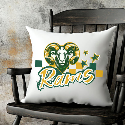 Rams Trendy Checker Design With Star Elements PNG Green Gold