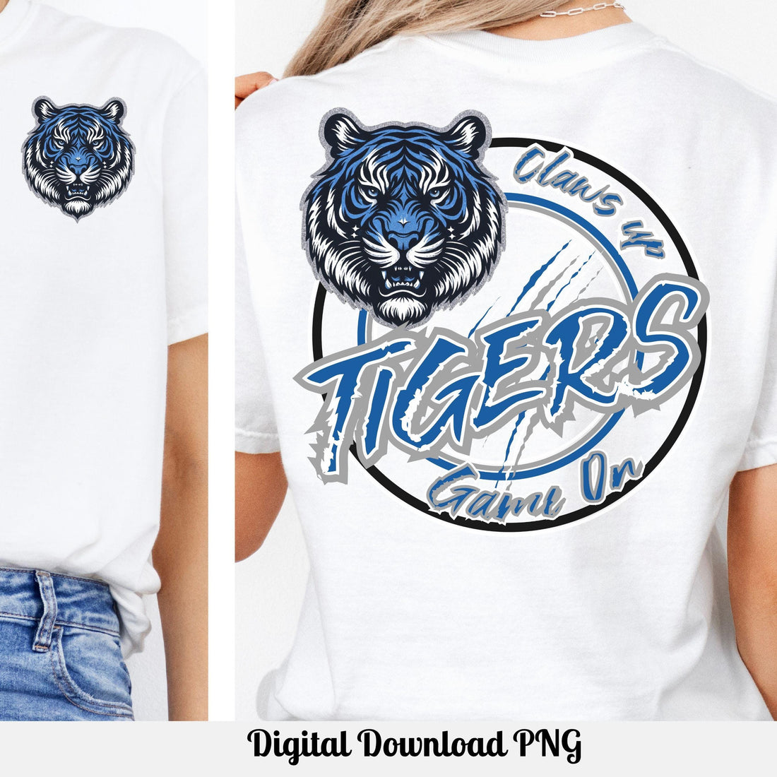 Tigers Claws Up Circle Design PNG Blue Gray