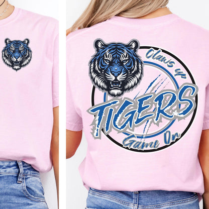 Tigers Claws Up Circle Design PNG Blue Gray