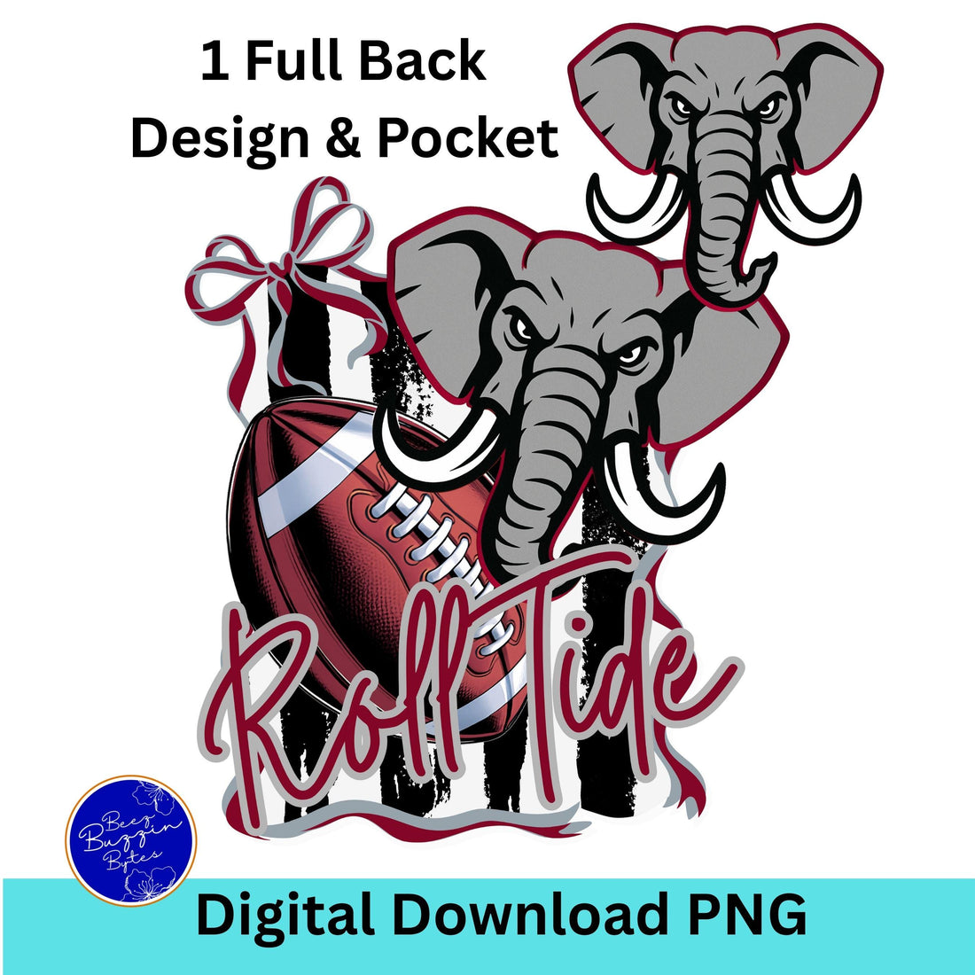 Roll Tide Coquette Bow Stripe DesignFootball PNG