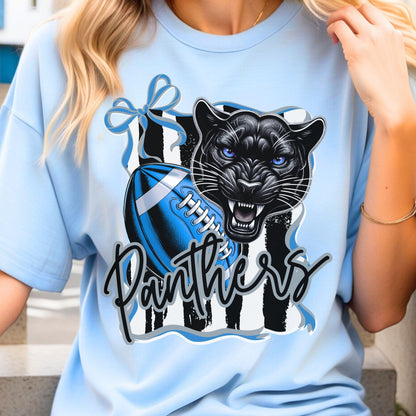 Panthers Coquette Stripe Design Football PNG