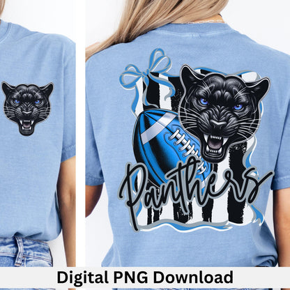 Panthers Coquette Stripe Design Football PNG