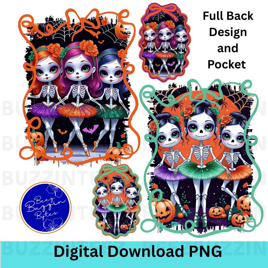 Skeleton Ballerina Tutu Dancers Halloween PNG