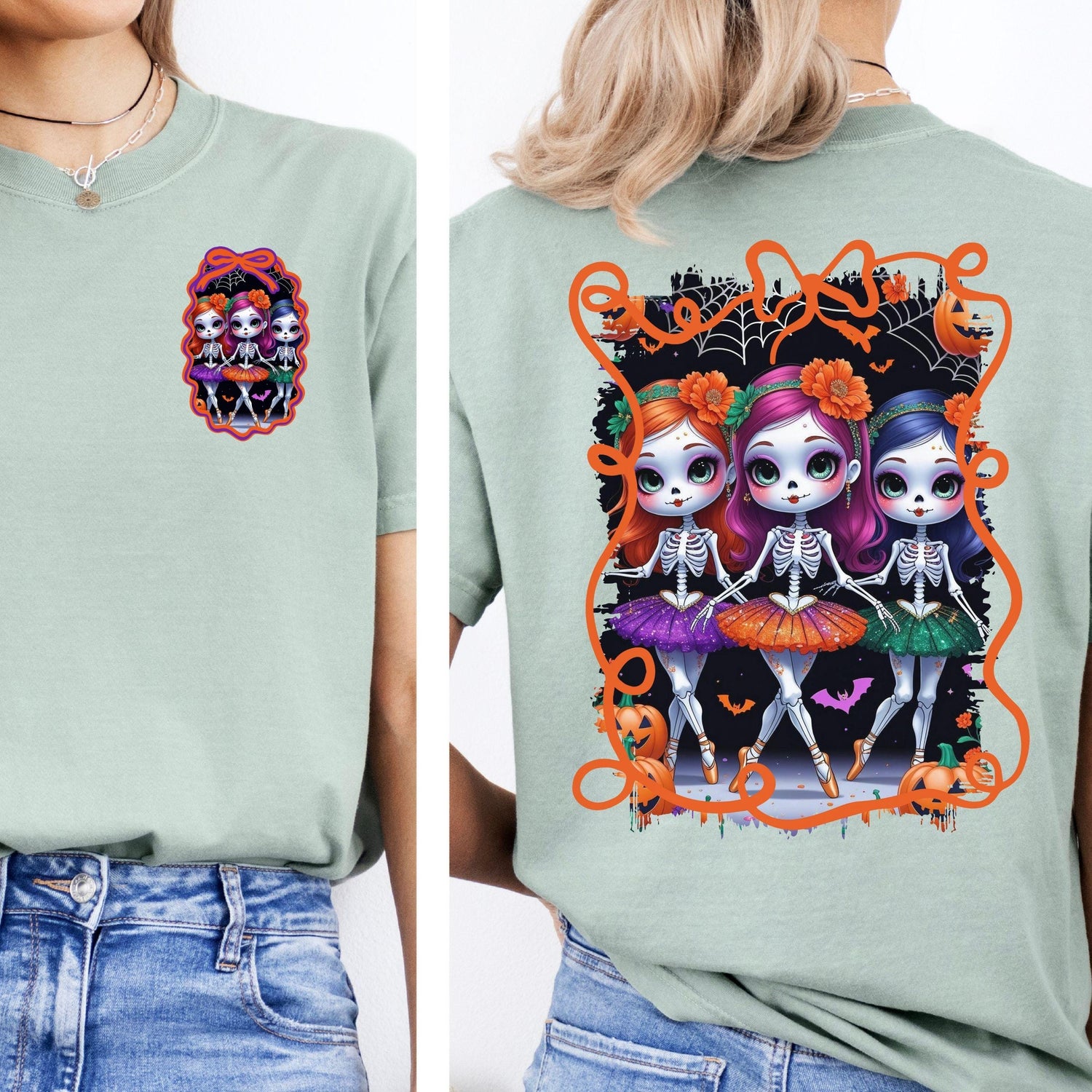 Skeleton Ballerina Tutu Dancers Halloween PNG