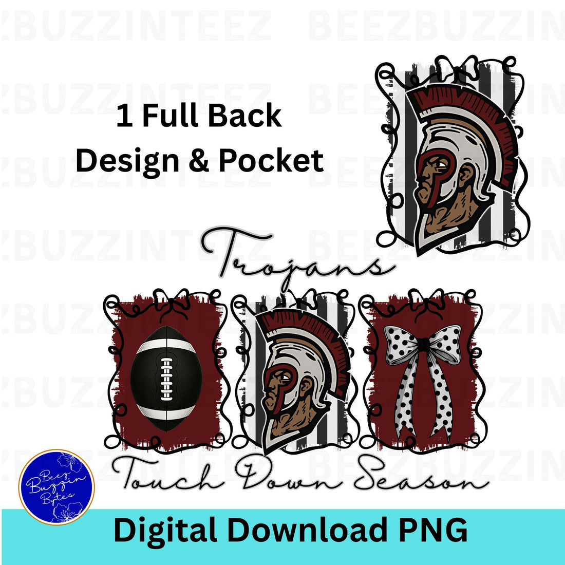 Trojans Coquette Bow Touch Down Season Football PNG