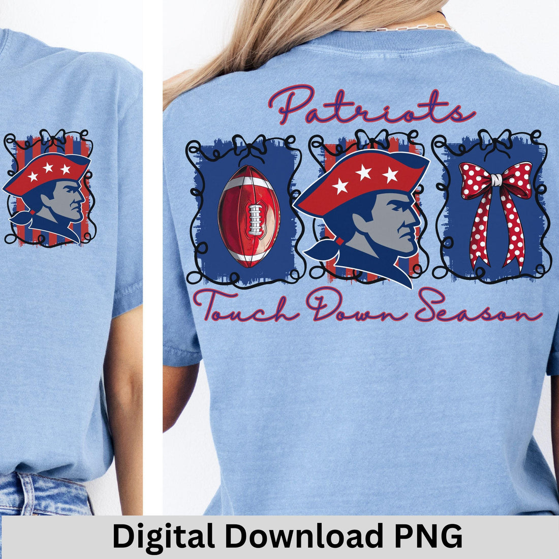 Patriots Coquette Touch Down Season Football PNG