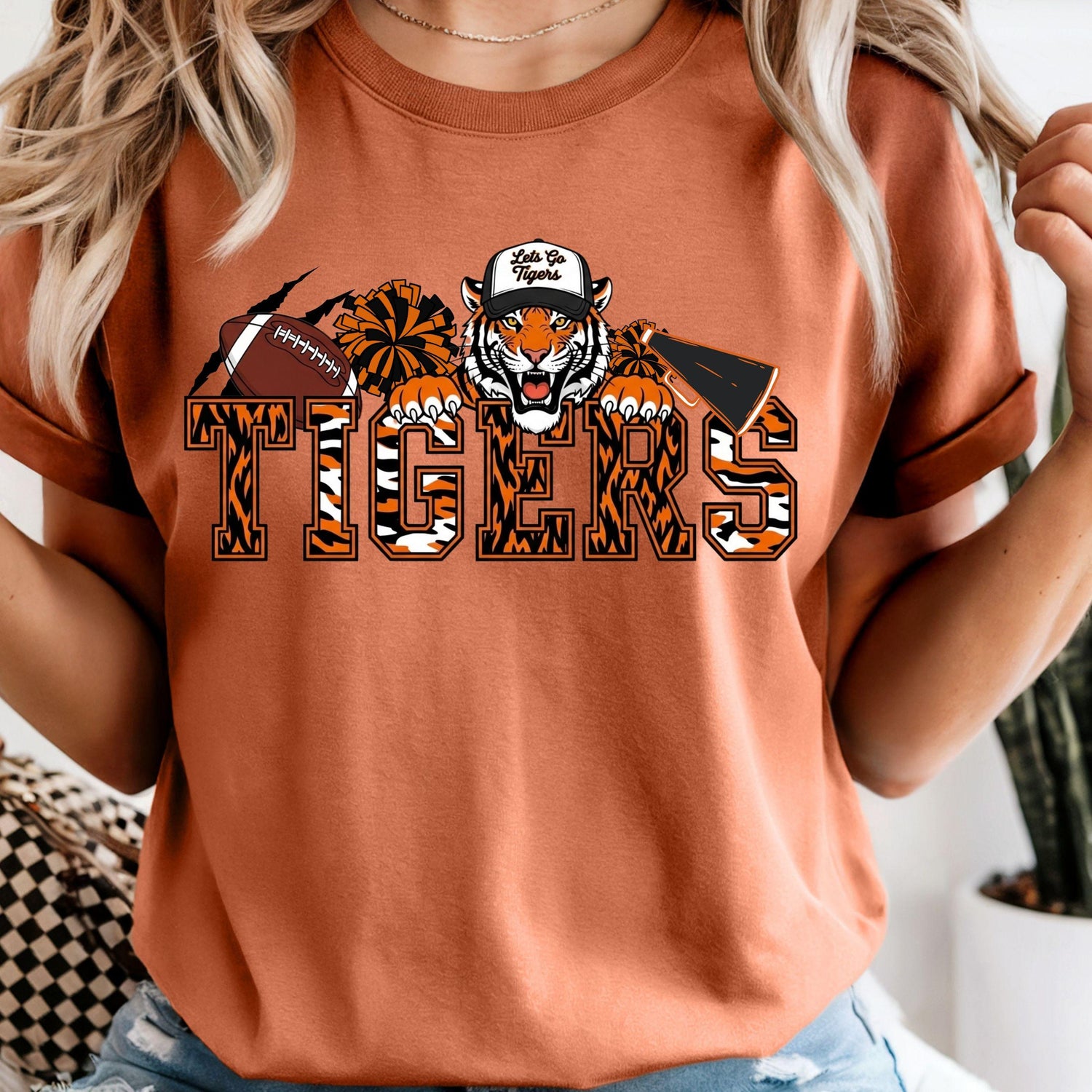 Tigers Cheer Football PNG Orange Black