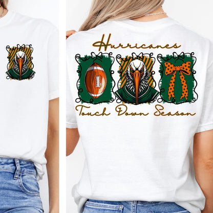 Hurricanes Green Orange Coquette Bow Football Touch Down Season PNG