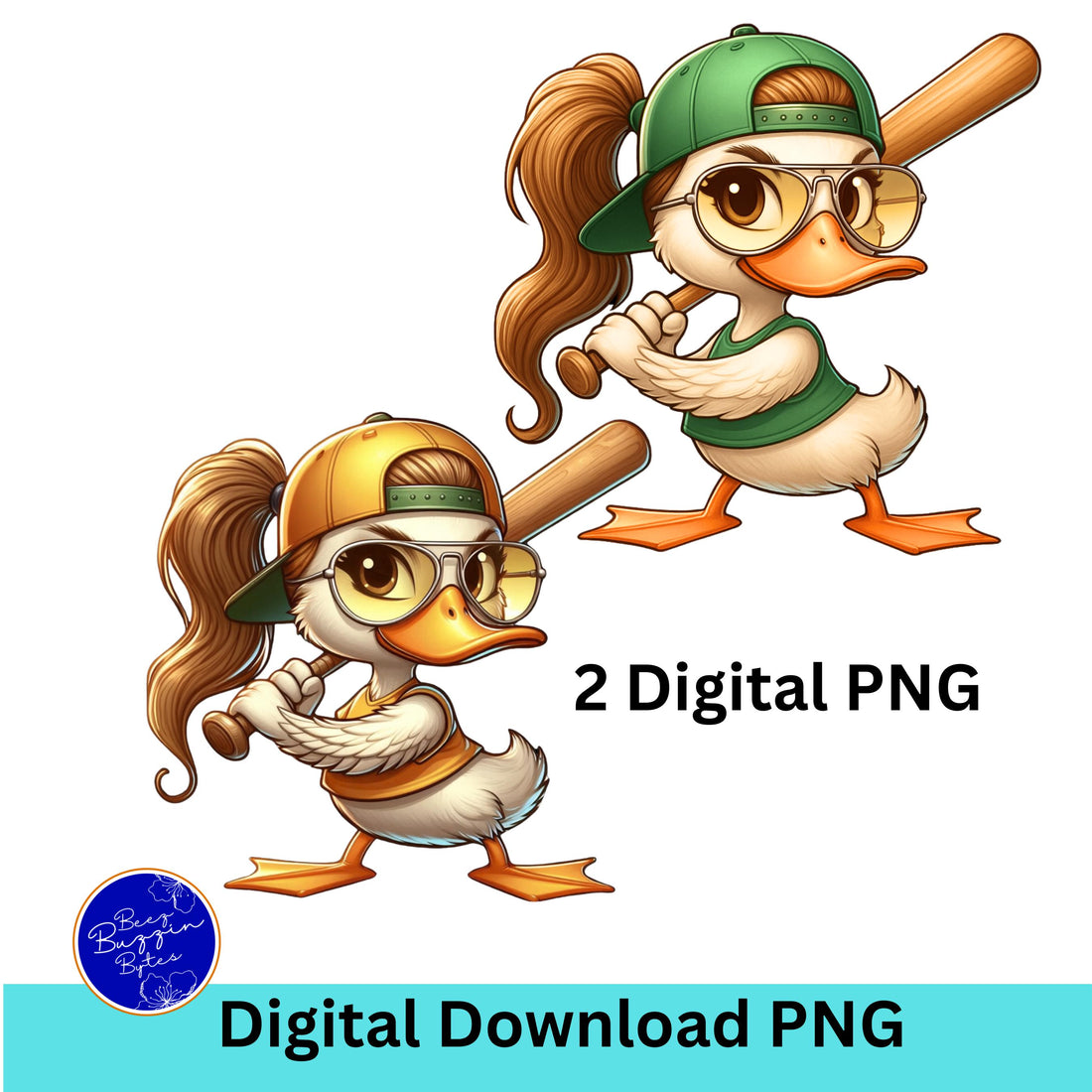 Baller Softball Duck PNG Set of Green &amp; Yellow