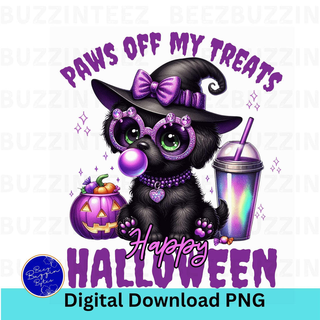 Paws Off My Treats Halloween Cat PNG