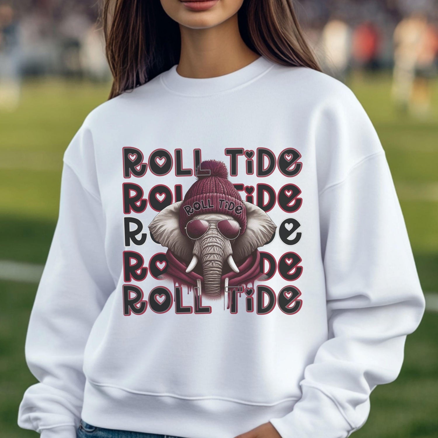 Cool Gray &amp; Burg Roll Tide Elephant Repeat Theme Game Day PNG