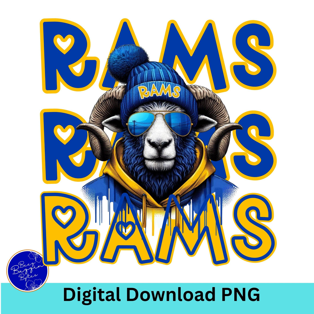 Cool Blue and Gold Rams Repeat Theme Game Day PNG