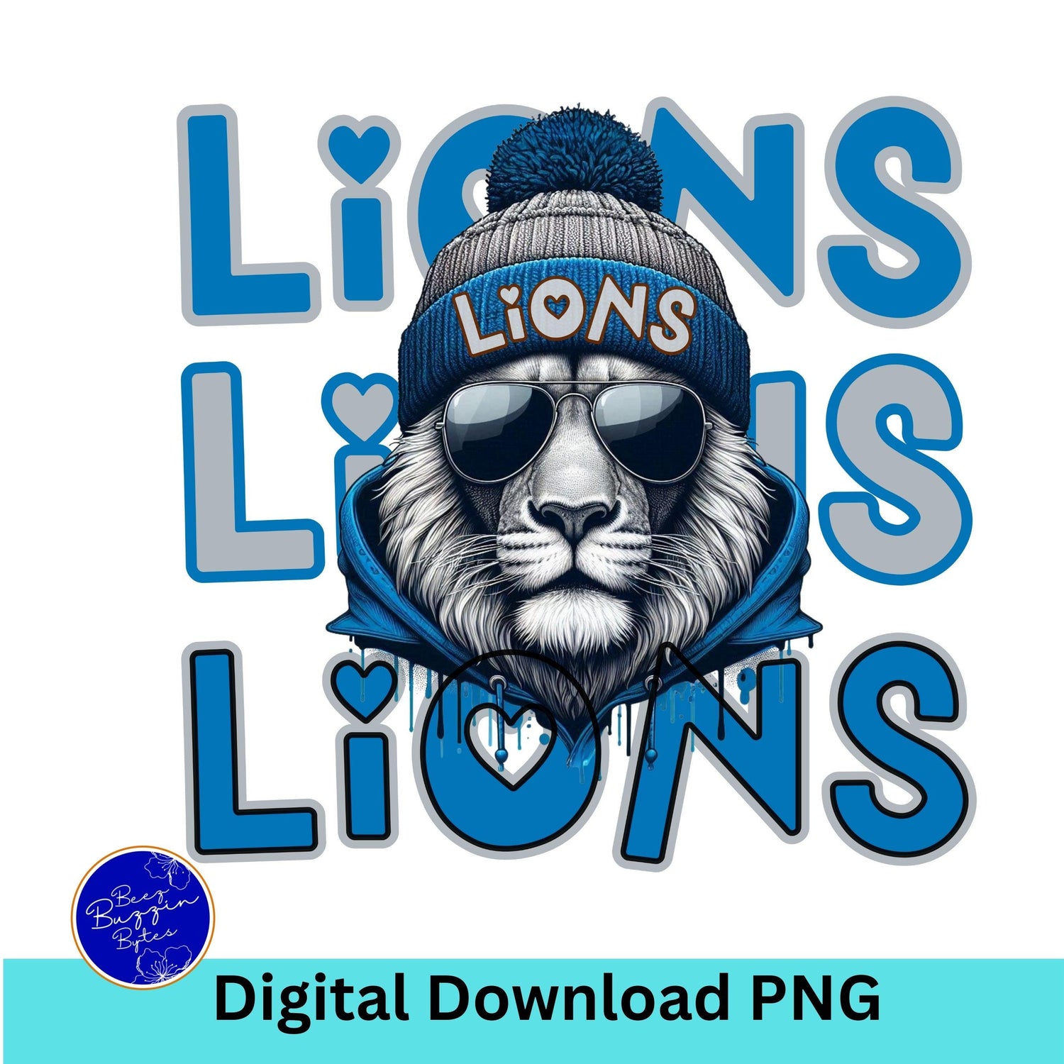 Cool Gray &amp; Blue Lions Repeat Theme  Game Day PNG