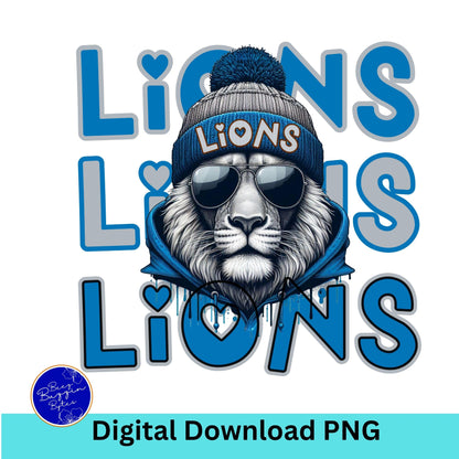 Cool Gray &amp; Blue Lions Repeat Theme  Game Day PNG