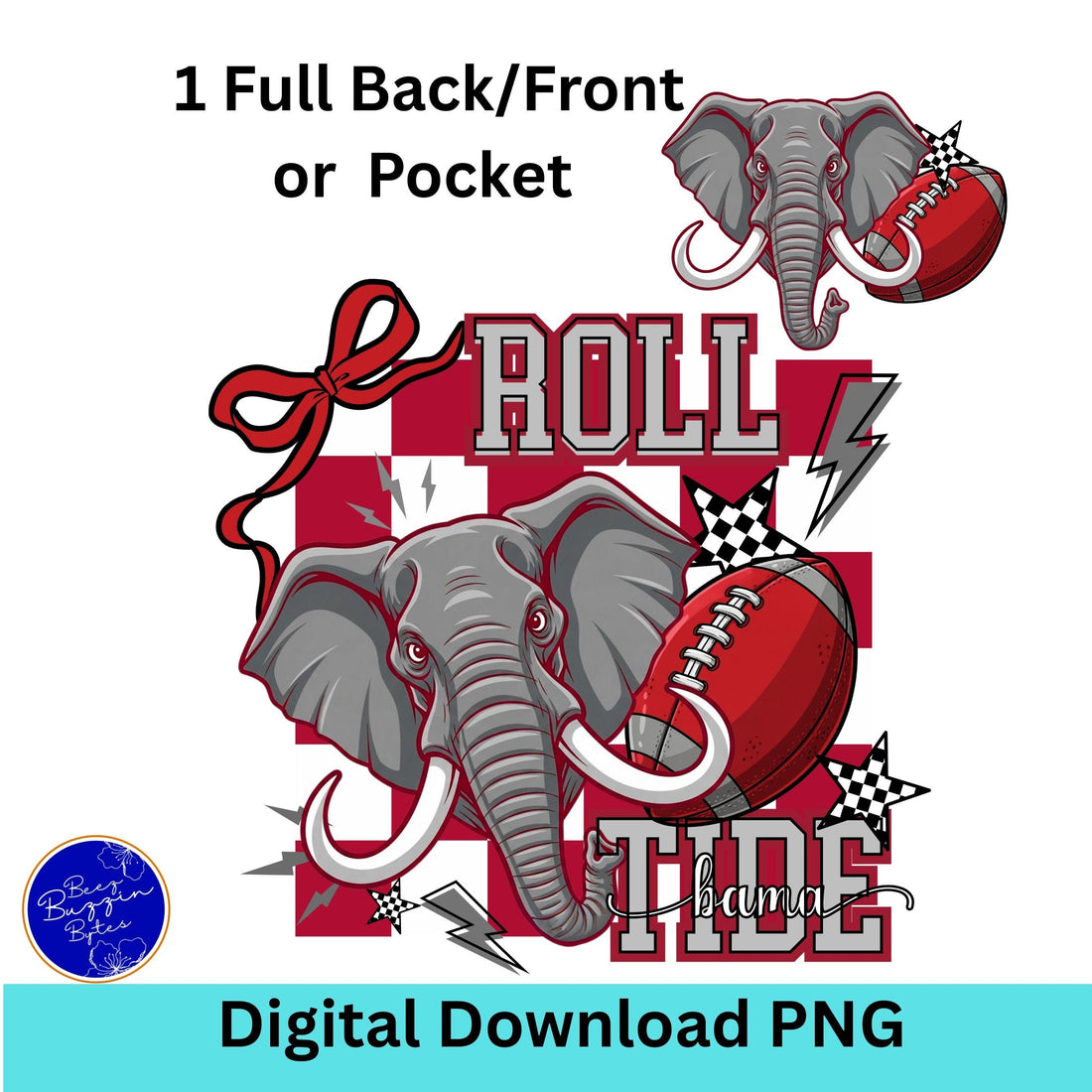 Roll Tide Coquette Checker Design Football PNG