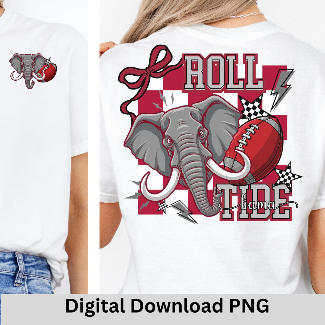 Roll Tide Coquette Checker Design Football  PNG