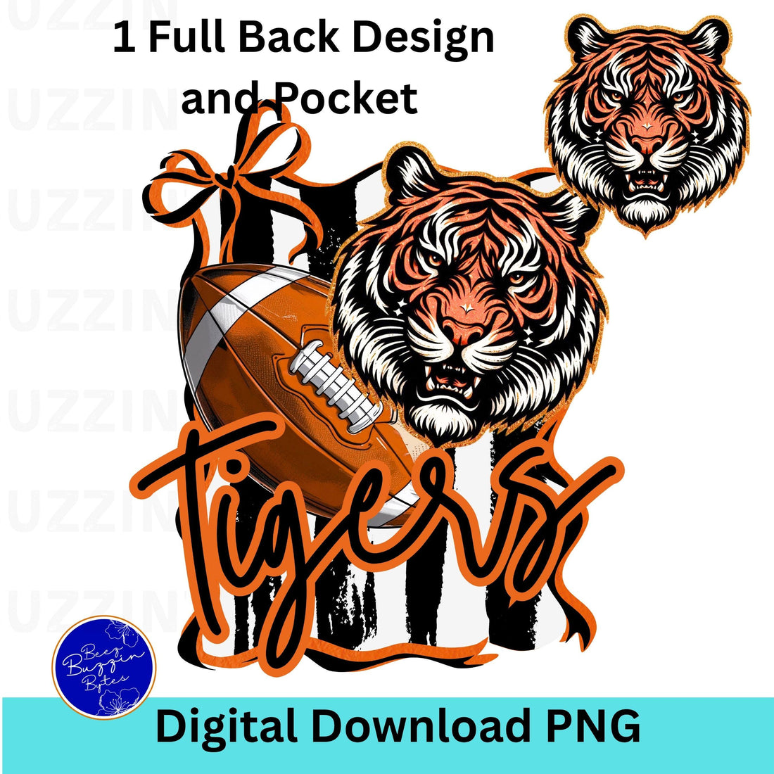 Tigers Coquette Stripe Design Football  PNG