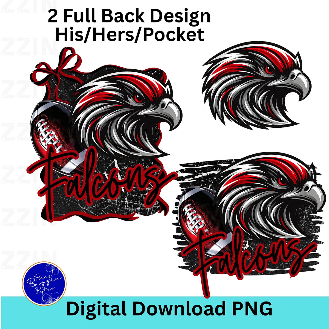 Falcons Red Black Match Set 2pc Game Day PNG