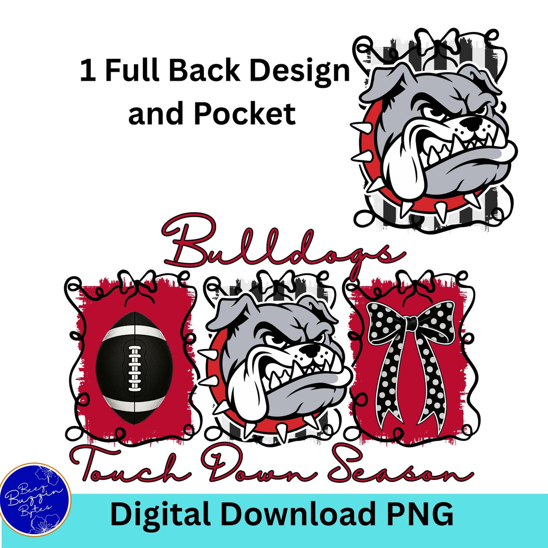 Bulldogs  Red Black Touch Down Season Football PNG