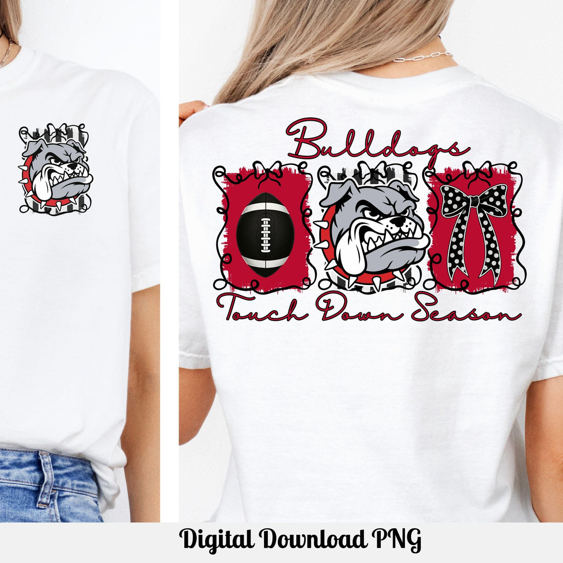 Bulldogs  Red Black Touch Down Season Football PNG
