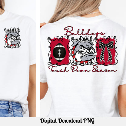 Bulldogs  Red Black Touch Down Season Football PNG