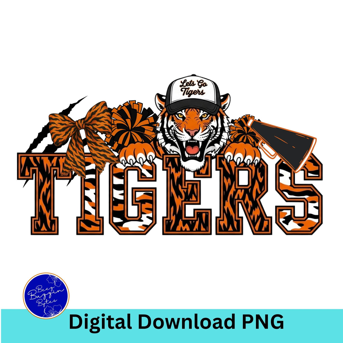 Tigers Cheer Shirt Coquette Bow PNG Download
