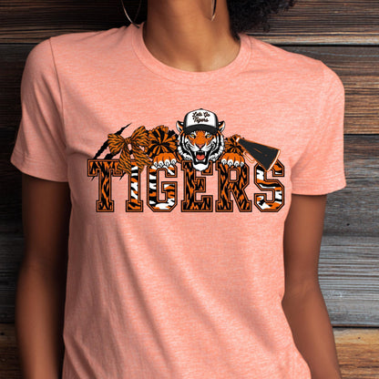 Tigers Cheer Shirt Coquette Bow PNG Download