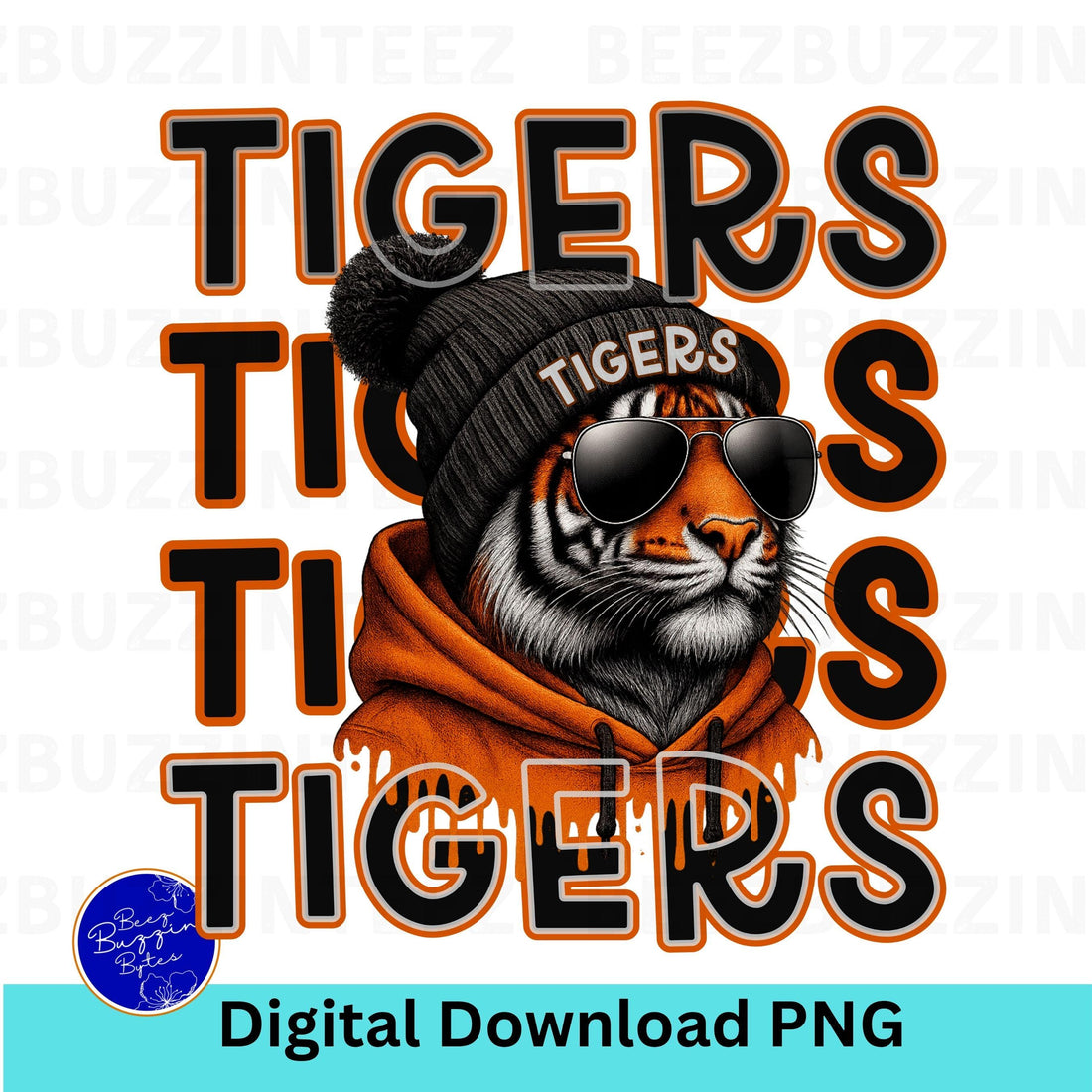 Tigers Repeat Cool Football PNG Black Orange