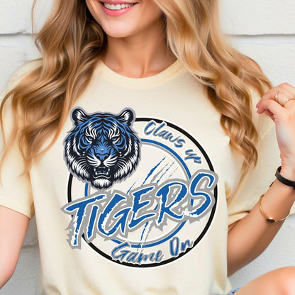 Tigers Claws Up Circle Design PNG Blue Gray