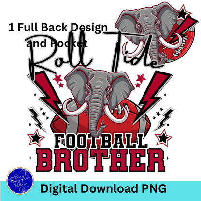 Roll Tide Lightning Football Brother  PNG