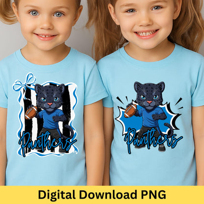 Panthers Kids Football Matching PNG Bundle Blue Black