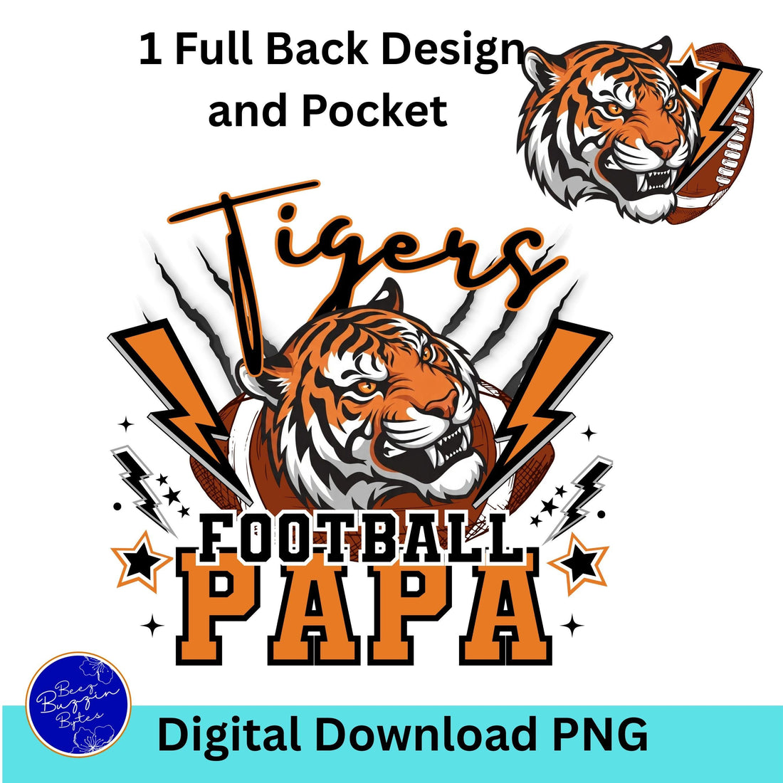 Tigers Lightning Football Papa PNG