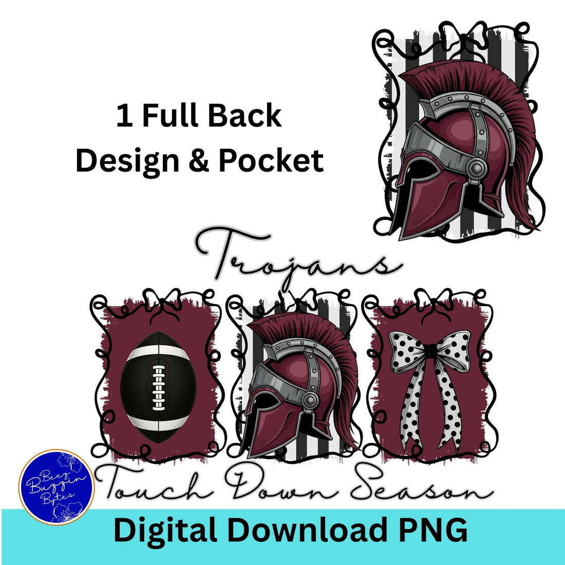 Trojans Coquette Bow Touch Down Season Football PNG