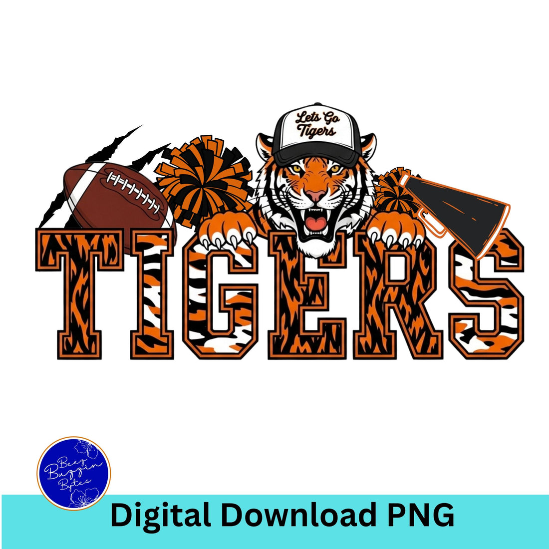 Tigers Cheer Football PNG Orange Black