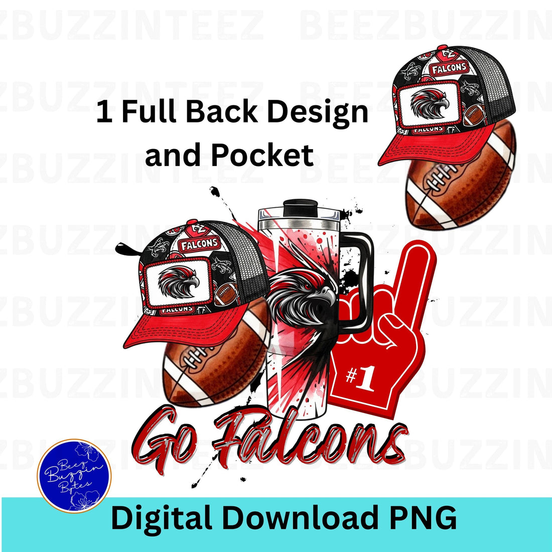 Falcons Game Day Essentials Hat Tumbler Design PNG