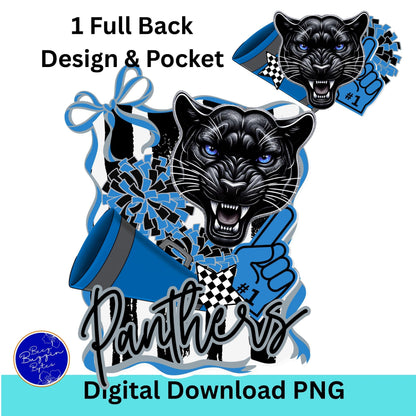 Panthers Cheer Coquette Bow Stripe Design PNG