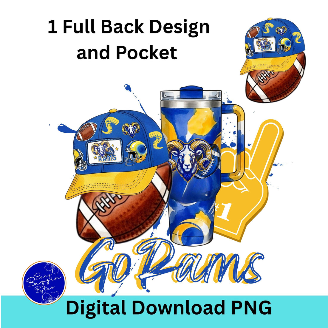 Go Rams Stylish Hat Tumbler Essential Design PNG