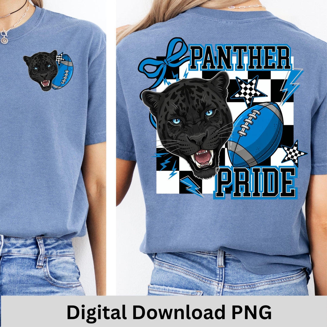 Panthers Coquette Checker Patter Football PNG