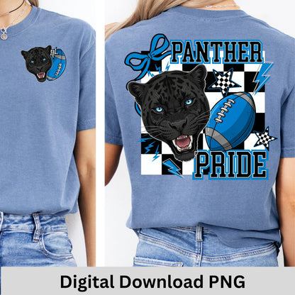 Panthers Coquette Checker Patter Football PNG