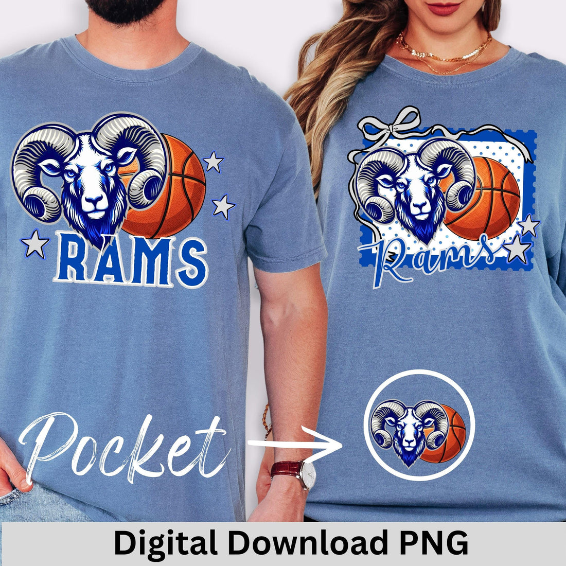 Rams Basketball Stamp Matching Shirt PNG