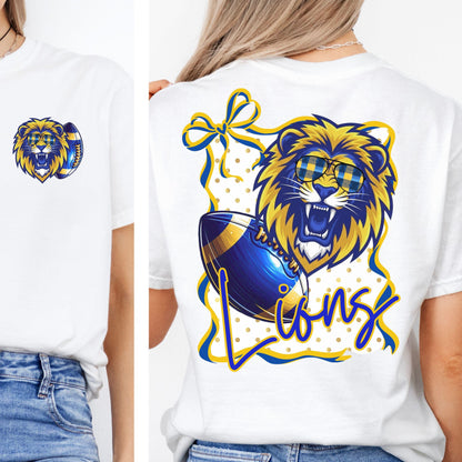 Lions Coquette Bow Polka Dot PNG Blue Gold