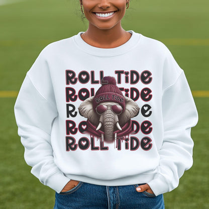 Cool Gray &amp; Burg Roll Tide Elephant Repeat Theme Game Day PNG