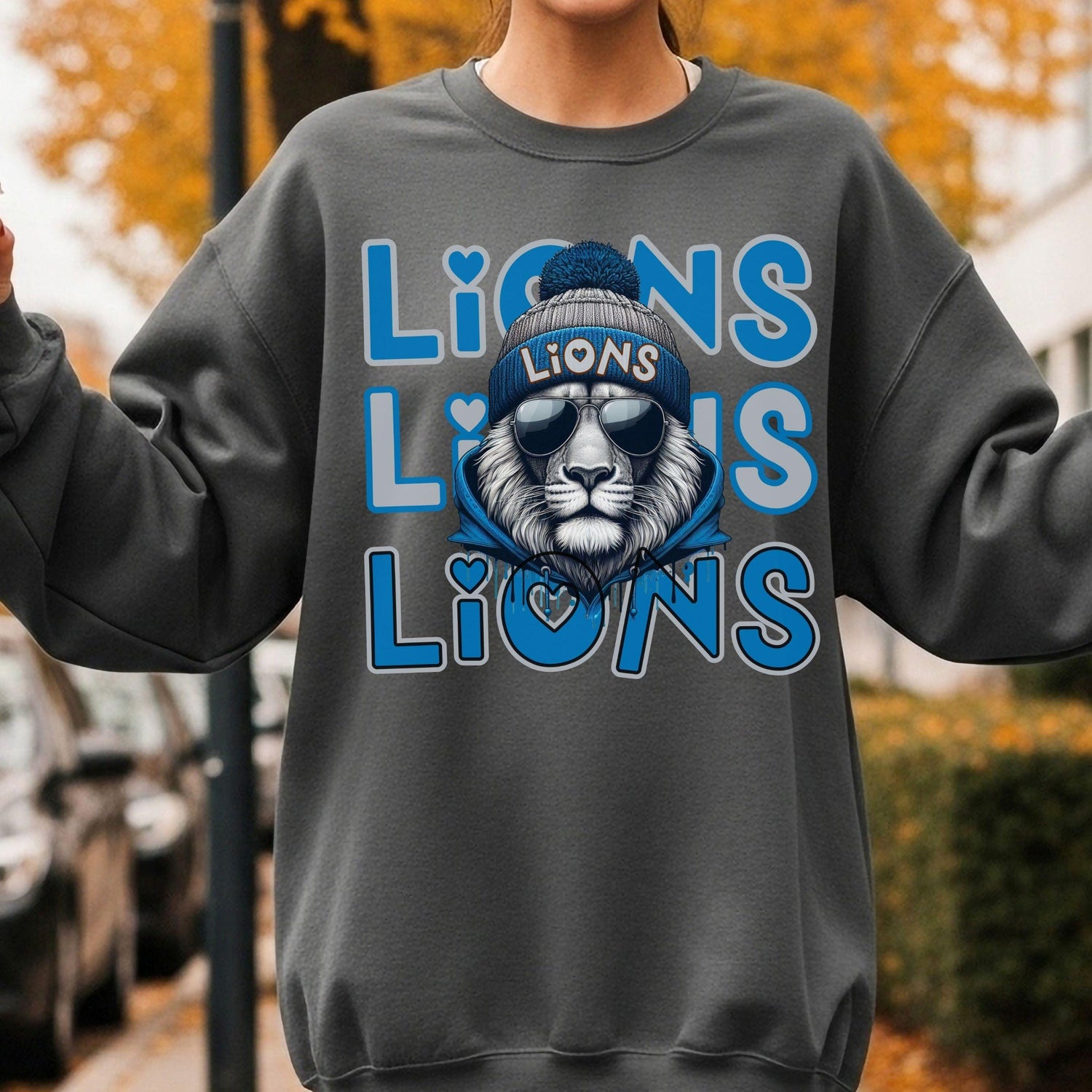 Cool Gray &amp; Blue Lions Repeat Theme  Game Day PNG