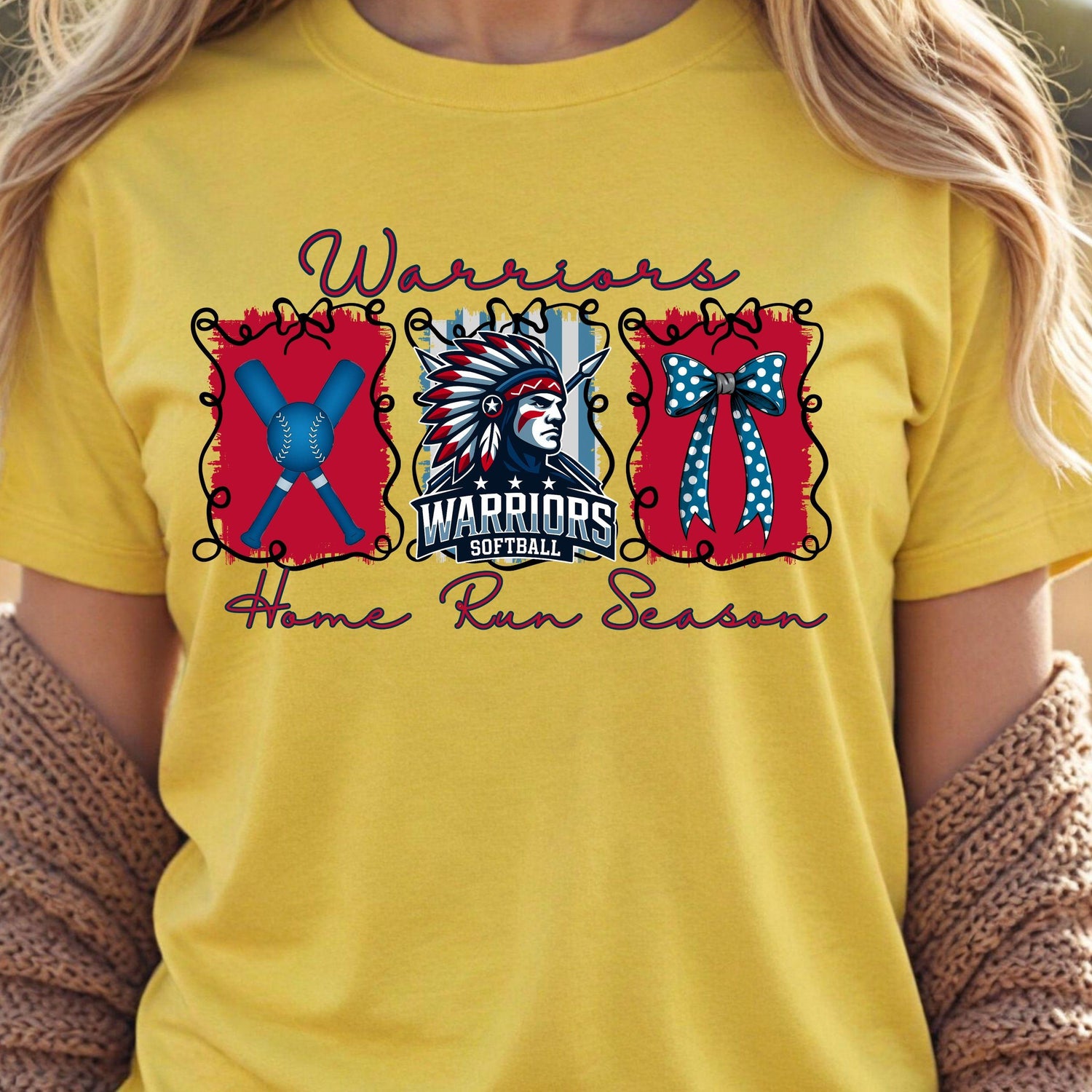 Warriors Softball Coquette Bow Touch Down Season PNG