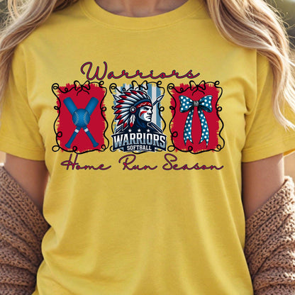 Warriors Softball Coquette Bow Touch Down Season PNG