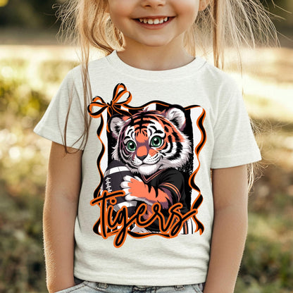 Tigers Kids 2 Cute Football Bundle Designs PNG Black Orange
