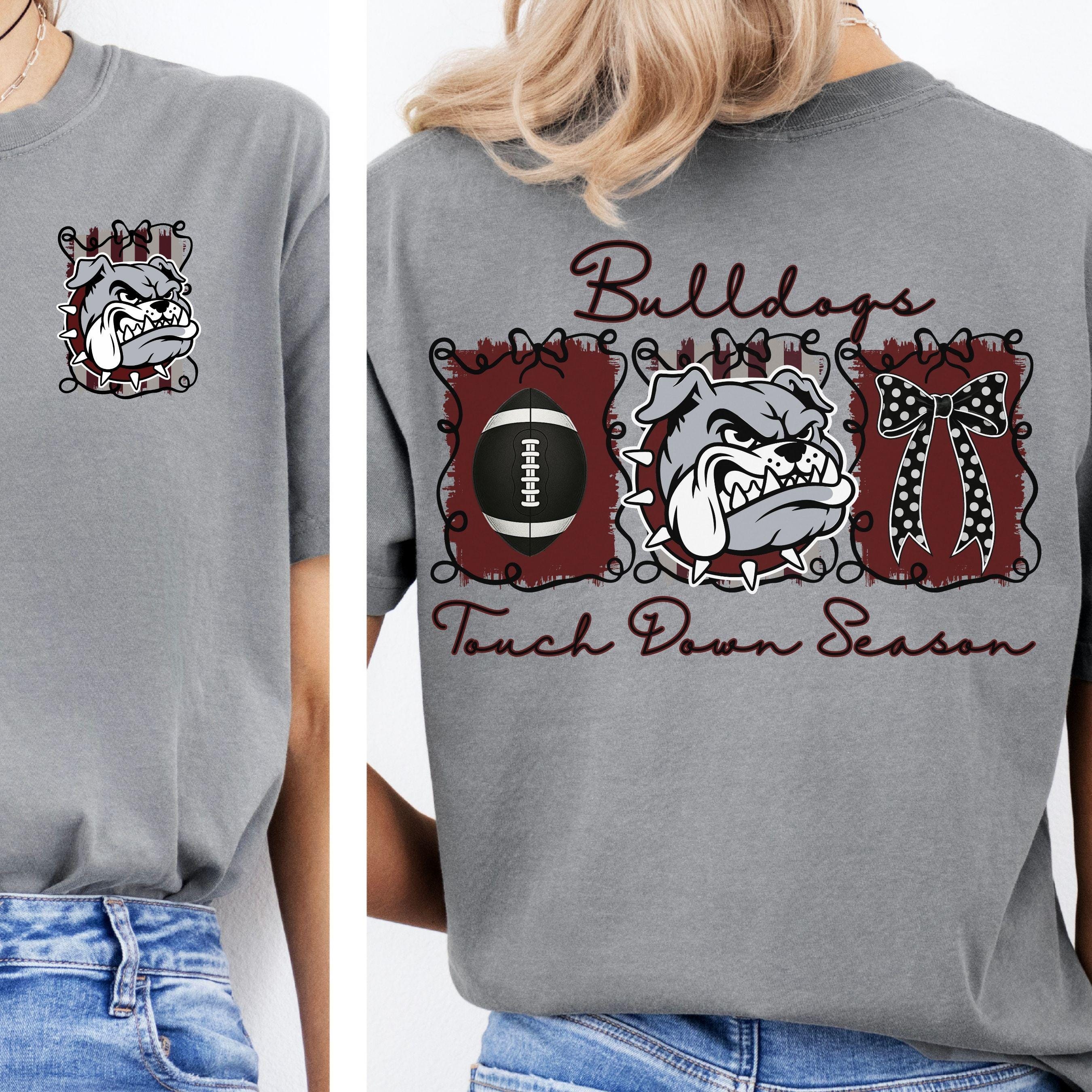 Bulldogs Coquette Bow Football Touch Down Season PNG